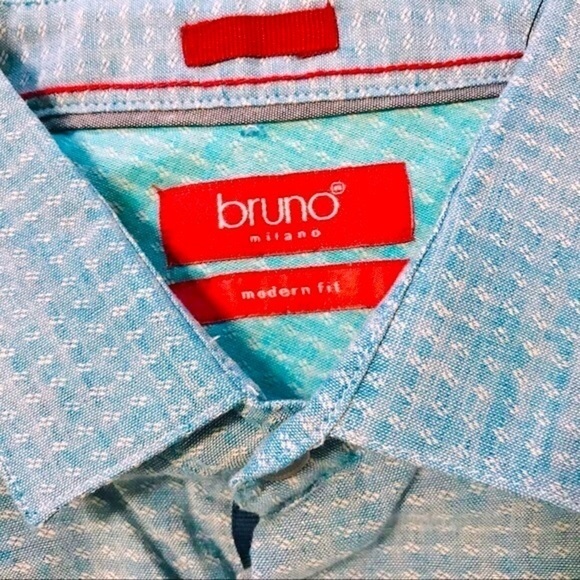 New! Bruno Milano Linen Men’s Button Down Short Sleeve Shirt - Picture 3 of 6